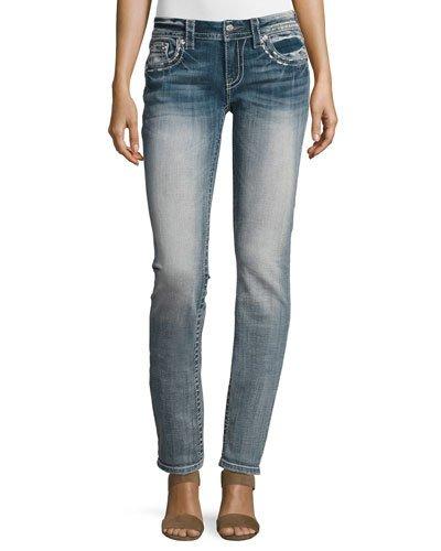 Straight-leg Embellished Pocket Jeans,