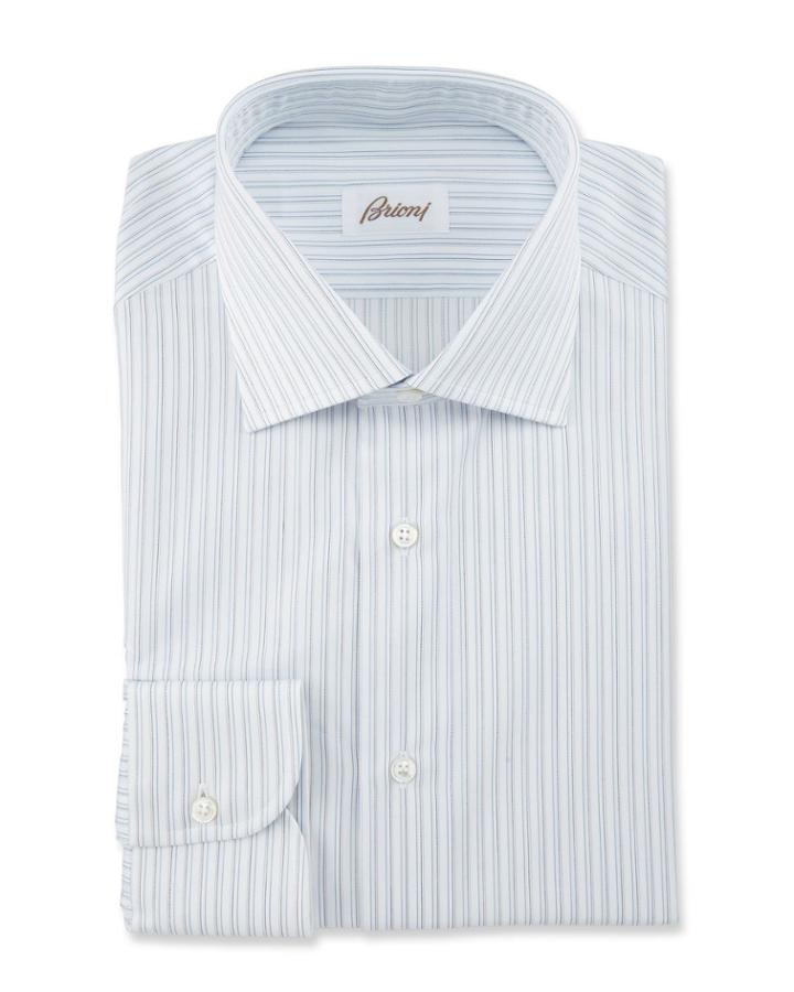 Striped Dress Shirt, White/blue/gray