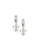 18k Diamond Fleur-de-lis Huggie Earrings