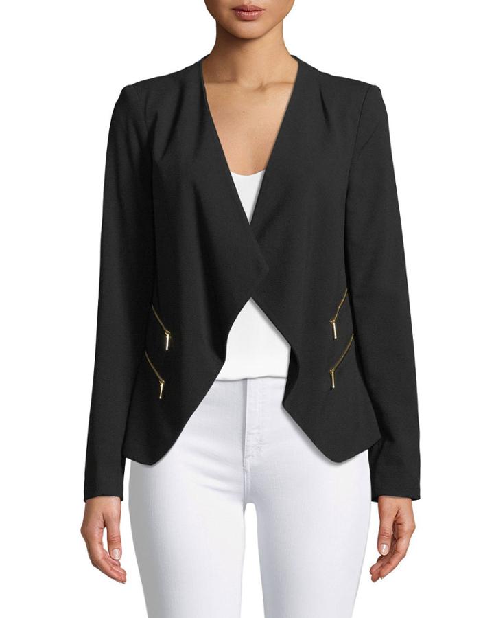 Golden Zip Open-front Blazer