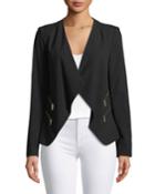 Golden Zip Open-front Blazer