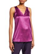 Reversible Silk-stretch Satin V-neck Tank Top