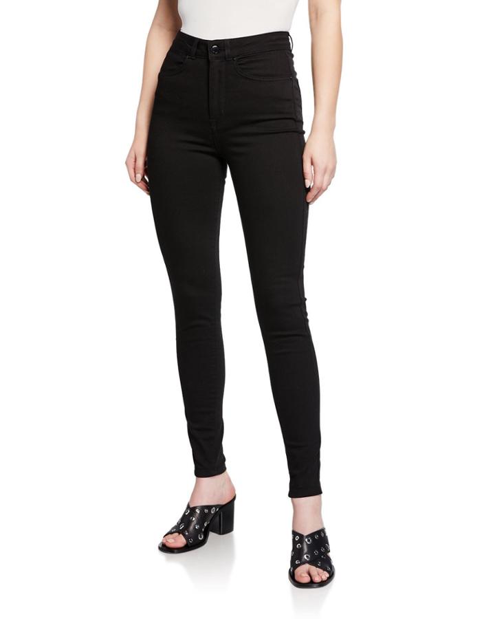 Eyelet-pocket Skinny Jeans, Black
