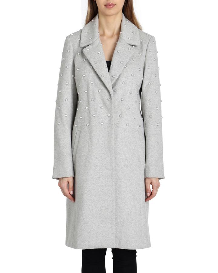 Ayesha Pearly Embellished Wool-blend Coat