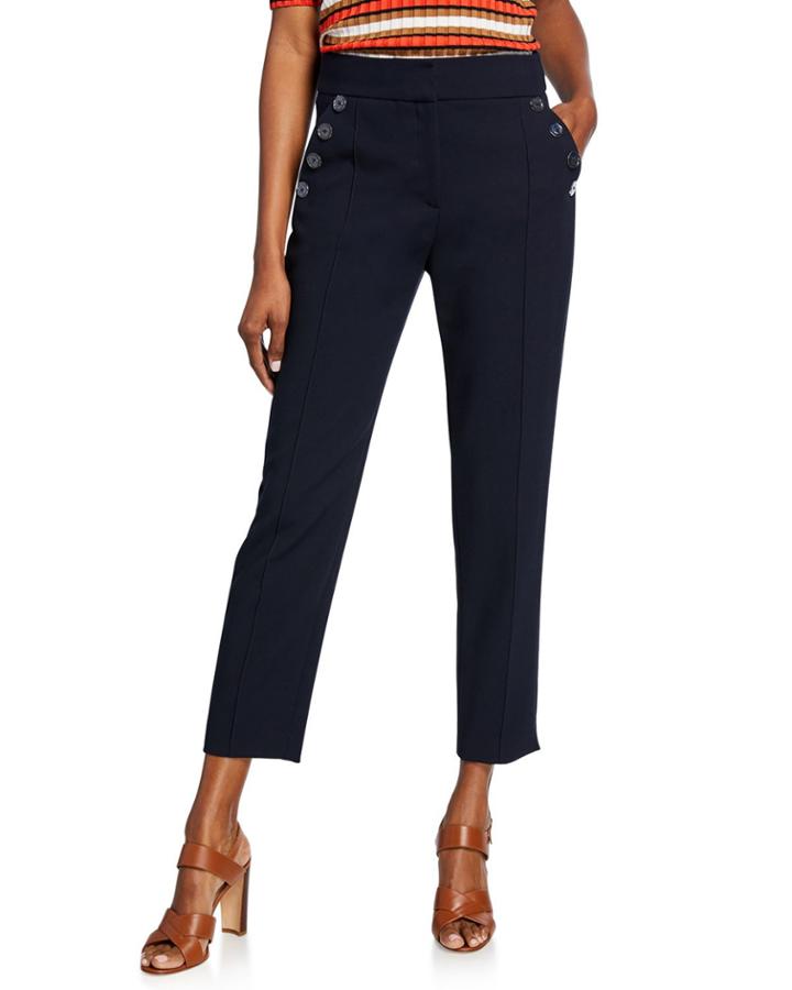 Freidman Cropped Skinny Pants With Buttons