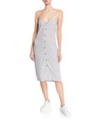 Gidget Striped Button-front Sleeveless Dress