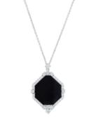 18k White Gold Diamond & Black Jade Hexagon Necklace