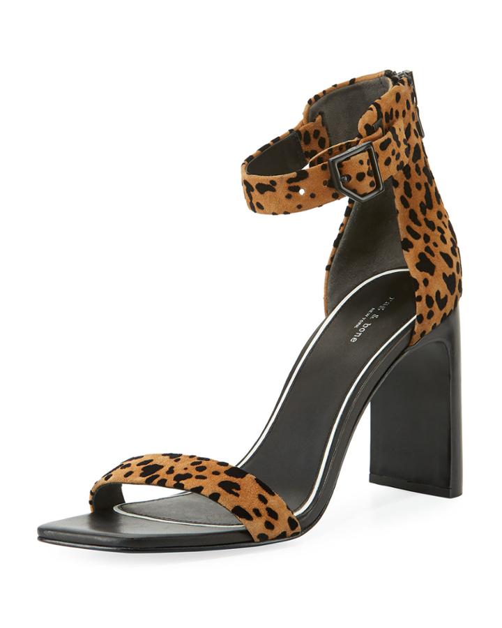 Ellis Cheetah Flocked Suede Ankle-wrap