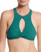 Twisted High-neck Swim Top,