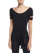 Low-back Slit-sleeve Tech Bodysuit
