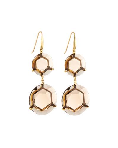 Gemma Snowman 18k Smoky Quartz Double-drop Earrings