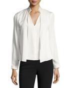 Double-collar V-neck Blouse, Eggshell