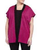 Reversible Striped Short-sleeve Jacket, Orchid/black, Women's