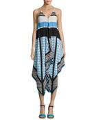 Mariah Sleeveless Racerback Dress, Blue Pattern