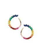 Forward-facing Marquise Rainbow Hoop Earrings