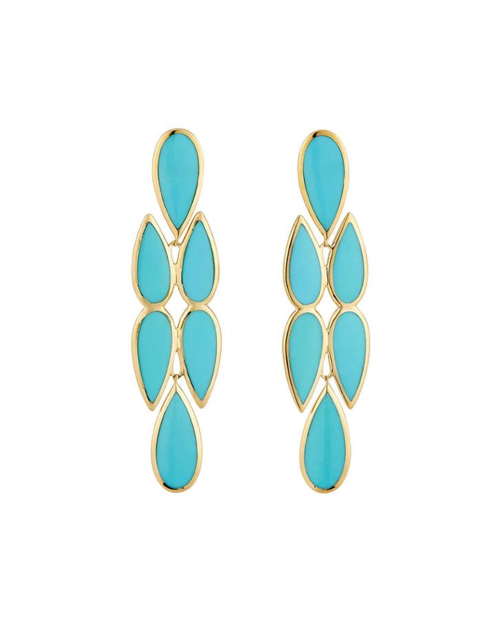 18k Polished Rock Candy Drop Earrings In Turquoise