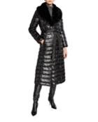 Maxi Puffer Coat With Removable Faux-fur