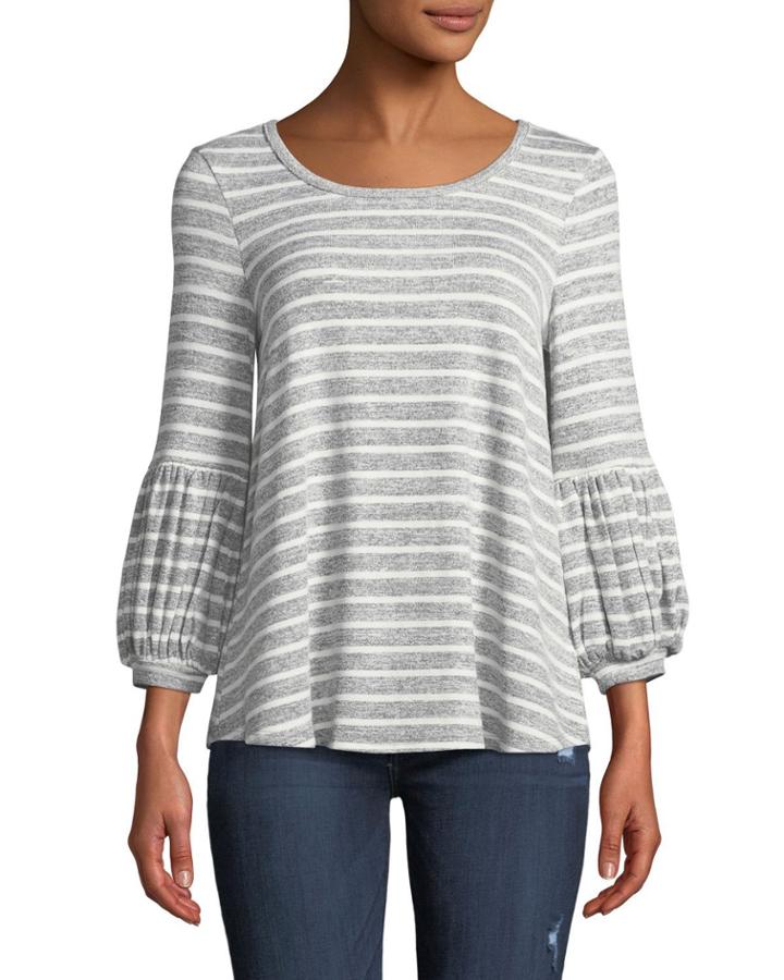 Striped Balloon-sleeve
