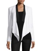 Draped-front Two-tone Jacket, Optic White