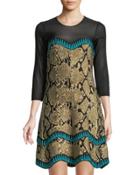 Snake-print Illusion A-line Dress