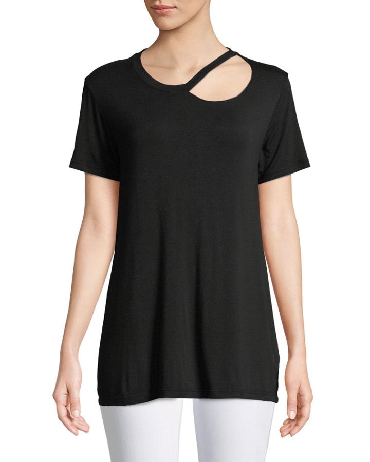 Crewneck Short-sleeve Cutout Tee