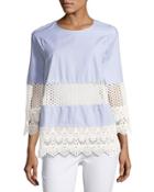 Kyra Lace-inset Cotton Tunic Top