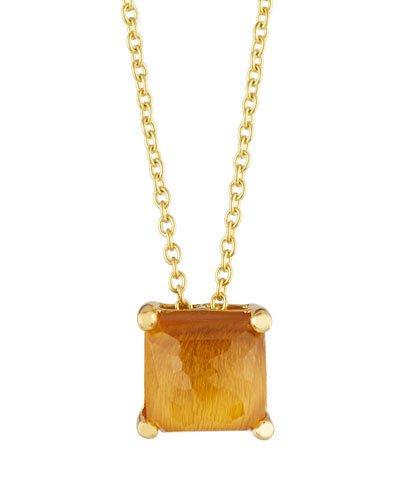 Rock Candy 18k Square Sliding Pendant Necklace In Tiger's Eye Doublet