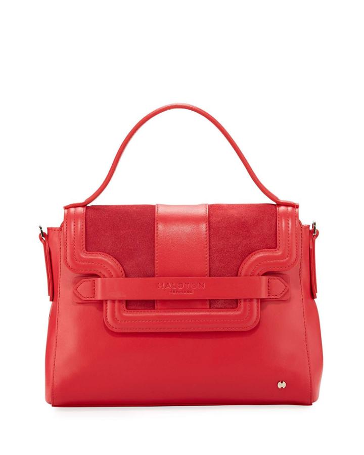 Mixed Top Handle Satchel Bag, Crimson