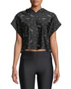 Sparrow Lavender-print Cropped Hooded Activewear Tee