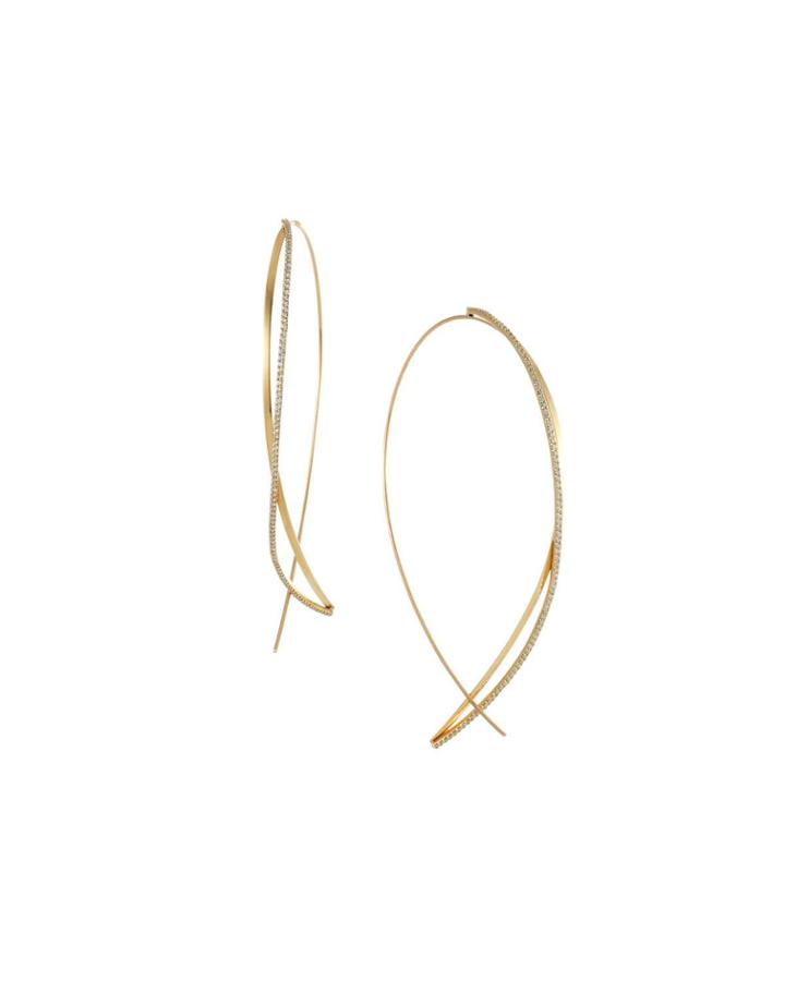 Diamond Twist Upside-down Hoop Earrings