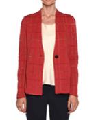 Sheer Windowpane Check One-button Blazer