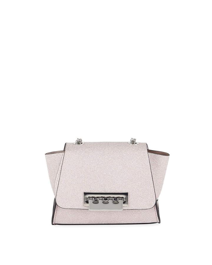 Eartha Mini Glittered Chain Crossbody Bag - Silver Hardware