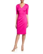Locale V-neck Elbow-sleeve Tropical Ponte Dress