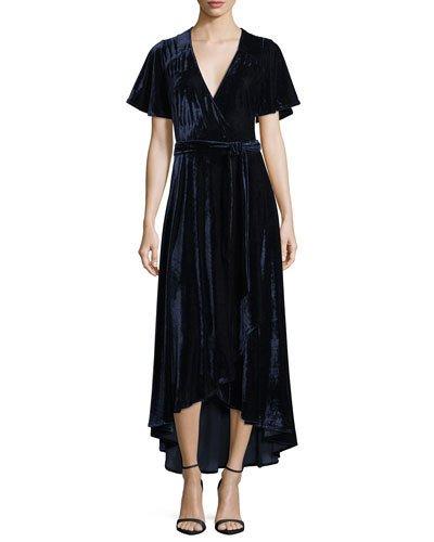 Maxi Velvet Self-tie Wrap Dress