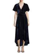 Maxi Velvet Self-tie Wrap Dress