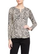 Split Neck Draped Faux Wrap Top