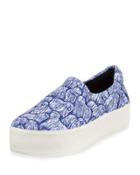 Komondor-print Fabric Slip-on Sneaker, Cobalt/multi