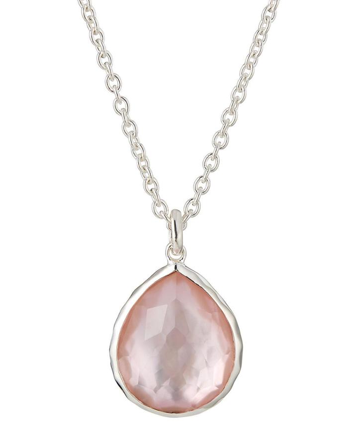 Wonderland Mini Teardrop Pendant Necklace In Camellia