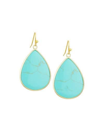 Howlite Teardrop Earrings, Turquoise