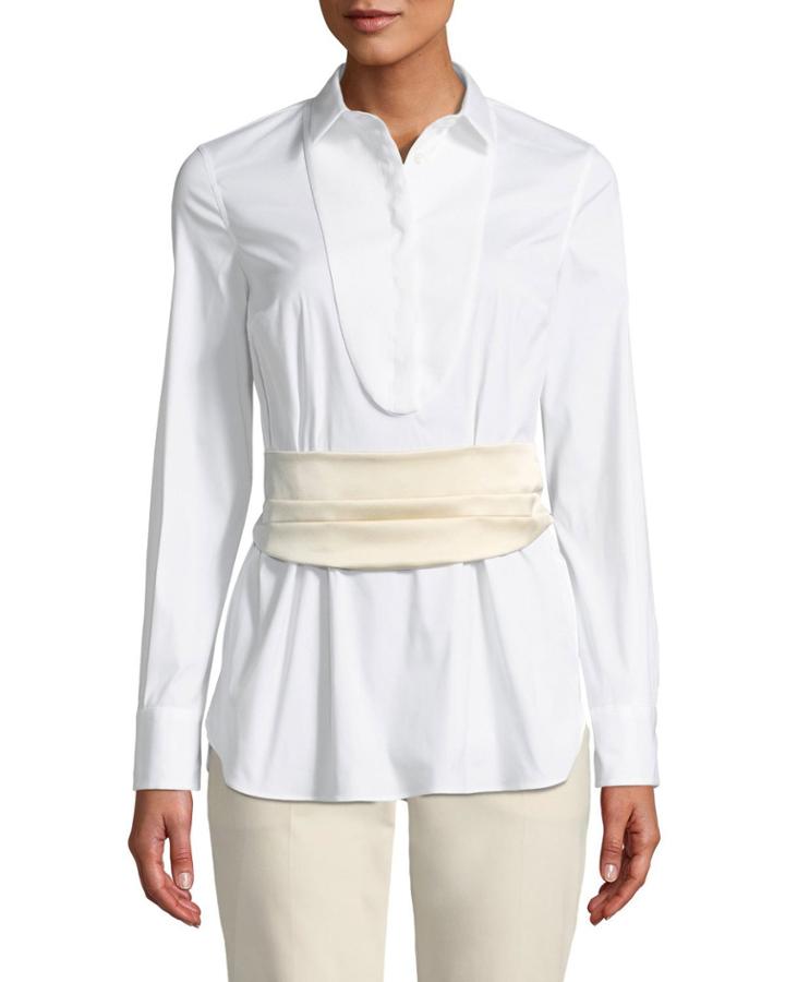 Silk-waist Plastron Blouse