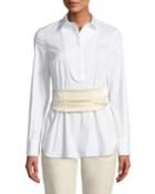 Silk-waist Plastron Blouse