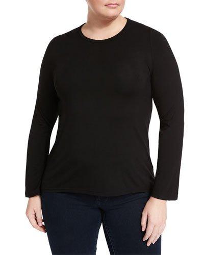 Mixed-media Long-sleeve Tunic, Black,