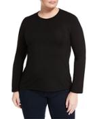 Mixed-media Long-sleeve Tunic, Black,