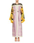 Ramidos Lip-print Kimono Dress W/foulard
