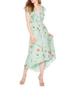 Raven Floral-print V-neck Cap-sleeve High-low Dress