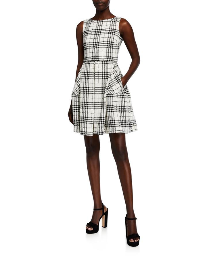 Plaid Fit-&flare Sleeveless Dress
