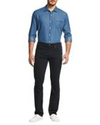 Casual Slim Straight-leg Jeans, Black