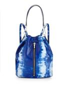 Cynnie Tie-dye Leather Drawstring Backpack, Indigo
