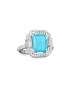 Avery Emerald-cut Crystal Cocktail Ring, Turquoise,