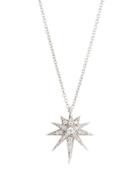 18k Large Diamond Starburst Pendant Necklace